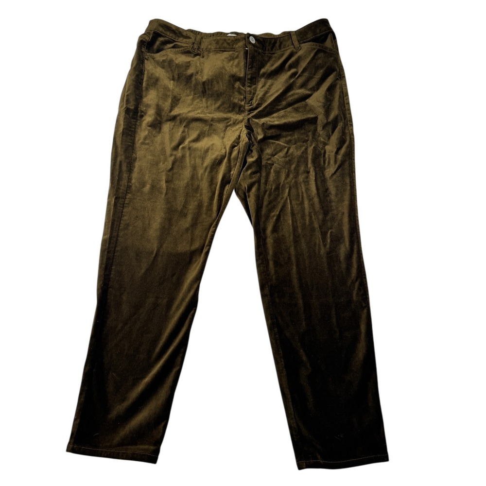 J Jill Women Size 20 Brown Velvet Pants Cotton Blend Comfort Casual Trousers NWT